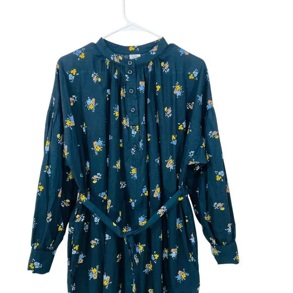 Baum Und Pferdgarten Maxi Dress Size 34 XS Black Floral Long Sleeve Side Pockets - Picture 4 of 9